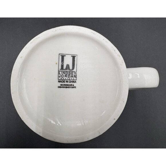 Vtg Christmas Holiday Snowman Coffee Tea Cup Mug Holly Blue Gift Lindsey Jordan - Picture 7 of 7